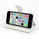 iPhone 5C PU Læder etui med håndstrop og magnetlås, hvid