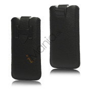 iPhone 5/5S/5C sleeve/etui med trækstrop og spændelås, sort
