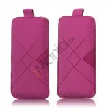 Stylish Grid Leather Pouch Case Cover med Pull Up Tab til iPhone 5 - Rose