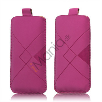 Stylish Grid Leather Pouch Case Cover med Pull Up Tab til iPhone 5 - Rose