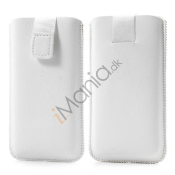 PU Læder-sleeve med trækstrop og velcrolås til iPhone 5 5S og 5C, hvid