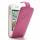 Læderetui til iPhone 4 med lodret åbning og kreditkortholder - Pink