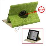 Nye iPad 2 3 4 Kunstlæder Stand Case Cover Blomster Præget 360 Grader Roterbar - Grøn