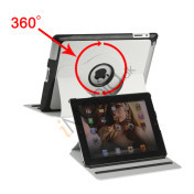 360 graders roterende Kunstlæder Stand Smart Cover til Den Nye iPad 2 3 4 - Hvid