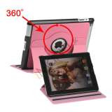 360 graders roterende Kunstlæder Stand Smart Cover til Den Nye iPad 2 3 4 - Pink