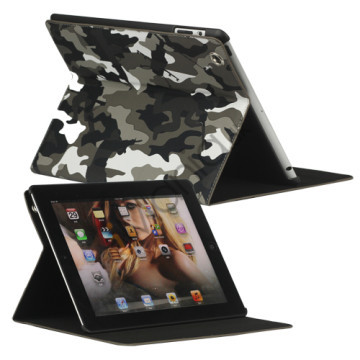 Camouflage Magnetisk Kunstlæder Smart Cover Stand til Den Nye iPad 2 3 4 - Grå