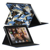 Camouflage Magnetisk Kunstlæder Smart Cover Stand til Den Nye iPad 2 3 4 - Blå