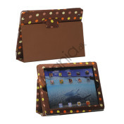 Farvelagt Polka Dot Canvas Smart Cover Holder til iPad 4. 3. 2nd Gen - Brun