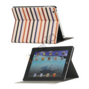 Vandret Stripe Kunstlæder Smart Cover til iPad 4. 3. 2nd Gen - Incarnadine
