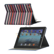 Vandret Stripe Kunstlæder Smart Cover til iPad 4. 3. 2nd Gen - Marineblå