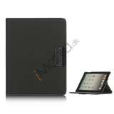 Drejes 360 grader, Folio Canvas Stand Case med Stylus til iPad 2. 3. 4. Generation - Mørkegrå