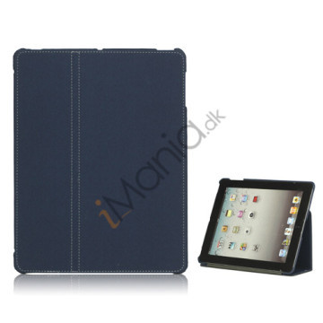 Premium Canvas Folio Case Holder til iPad 2 3 4 - Mørkeblå