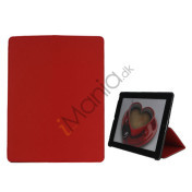Premium Folio KunstKunstlæder Case med bælte Stand støvtæt Plug Etc til den nye iPad 3:e 2nd Gen-Red