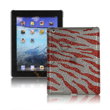 Sparkling Rinestone Zebra Cover Case til den nye iPad - Rød