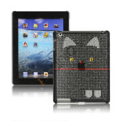 Indtagende Kutusitanyanko Cat Diamante Taske til den nye iPad 3rd gen - Sort