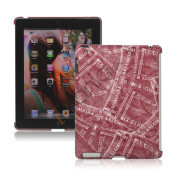 Retro Jeans Kunstlæder Hard Case til iPad 2. 3. 4. Gen Smart Cover Companion - Rød