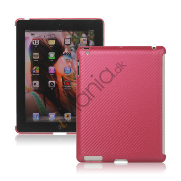 Carbon Fiber Kunstlæder Hard Case Smart Cover Companion til iPad 2 3 4 - Rose