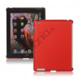 Carbon Fiber Kunstlæder Hard Case Smart Cover Companion til iPad 2 3 4 - Rød
