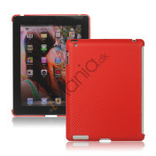 Carbon Fiber Kunstlæder Hard Case Smart Cover Companion til iPad 2 3 4 - Rød