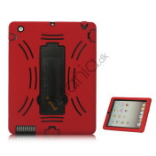 Snap-on Defender Case Cover med holder til iPad 2 den nye iPad - Sort / Rød