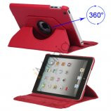 360 Degree Rotary Leather Case Cover til iPad Mini - Rød