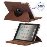 360 Degree Rotary Leather Case Cover til iPad Mini - Brun