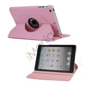 360 Degree Rotary Lædertaske Cover til iPad Mini - Pink