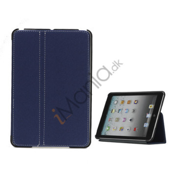 Slim Canvas Case Cover with Stand til iPad Mini - Mørkeblå