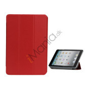 Folio Style Leather Magnetic Case Cover til iPad Mini - Rød