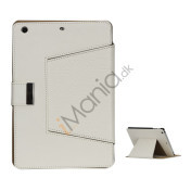 Geometric Pattern Stand Leather Flip Case Accessories til iPad Mini - Hvid
