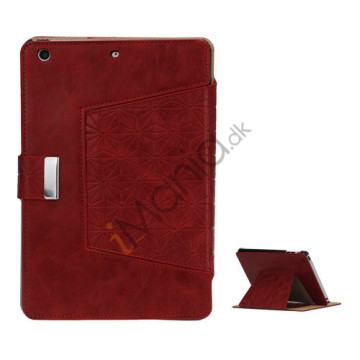 Geometric Pattern Stand Leather Flip Case Accessories til iPad Mini - Rød