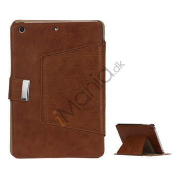 Geometric Pattern Stand Leather Flip Case Accessories til iPad Mini - Brun