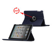 360 Degree Rotating PU Leather Case Cover Stand til iPad Mini - Mørkeblå