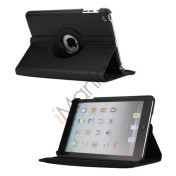 Drejes 360 grader, PU Læder Case Cover Stand til iPad Mini - Sort