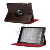 Drejes 360 grader, Folio PU Læder Stand Case Cover til iPad Mini - Dark Brun
