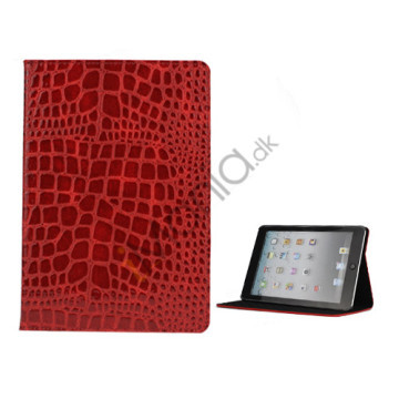 Crocodile Læder Case Cover Stand til iPad Mini - Rød