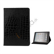 Crocodile Læder Case Cover Stand til iPad Mini - Sort