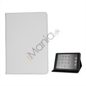 Litchi Folio Lædertaske Cover med Stand til iPad Mini - Hvid