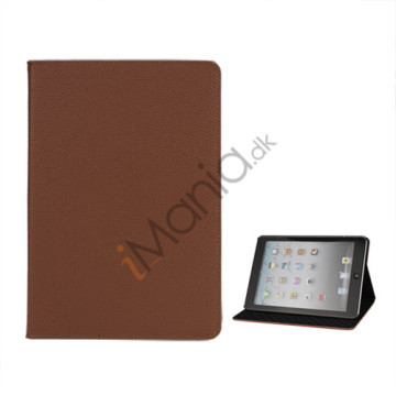 Litchi Folio Lædertaske Cover med Stand til iPad Mini - Kaffe