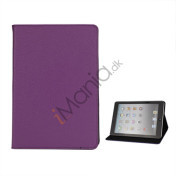 Litchi Folio Lædertaske Cover med Stand til iPad Mini - Lilla