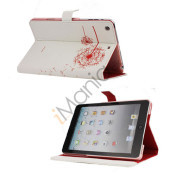 Elegant Dandelion Litchi Læder Stand Case Cover til iPad Mini - Hvid / Rød