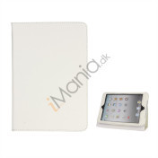 Lychee Skin PU Læder Stand Case Cover til iPad Mini - Hvid
