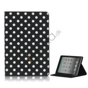 Polka Dot Læderetui Cover Folio Stand til iPad Mini-Hvid / Sort