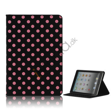 Polka Dot Læderetui Cover Folio Stand til iPad Mini-Pink / Sort