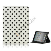Polka Dot Læderetui Cover Folio Stand til iPad Mini-Sort / Hvid