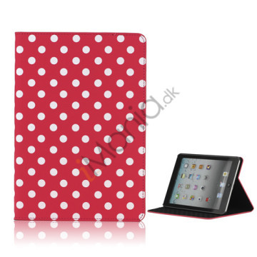 Polka Dot Læderetui Cover Folio Stand til iPad Mini-Hvid / Rose