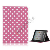 Polka Dot Læderetui Cover Folio Stand til iPad Mini-Hvid / Pink