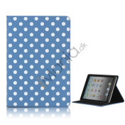 Polka Dot Læderetui Cover Folio Stand til iPad Mini-Hvid / Blå