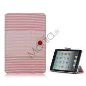 Fashion Vandret Stripe og fodbold Grain Magnetic Stand Lædertaske til iPad Mini - Rød