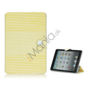 Fashion Vandret Stripe og fodbold Grain Magnetic Stand Lædertaske til iPad Mini - Gul